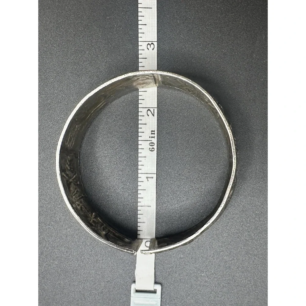 Antique Miao Silver Cuff Bracelet Late 1800s Handmade Talisman Of Eternal Love